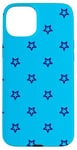 iPhone 15 Plus Light Blue Stars Classic Nautical Oceanic Timeless Pattern Case