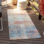 Livabliss Mijek Indoor Outdoor Rug - Large Boho Rug for Living Room 80x220cm, Dining, Kitchen Rug - Vintage Patterned Neutral & Coloured Rugs, Waterproof, Stain Durable, Rust and Blue Rug