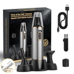 Rechargeable Nose Hair Trimmer for Men 2024 Professional Upgrade Nose Trimmer Men Painless Nose Hair Trimmer for Men Dual Edge Blades with IPX7 Waterproof for Easy Cleansing,Grey Gold