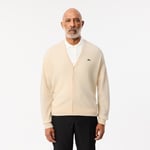 Lacoste Cardigan relaxed fit en laine cardée Taille 4XL Blanc Écru