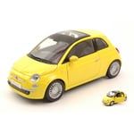 FIAT 500 2009 YELLOW 1:24 MotorMax Auto Stradali Die Cast Modellino