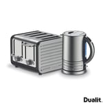 Dualit Architect 1.5L Kettle and 4 Slice Toaster Set Brushed S/S Midnight Grey