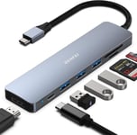 Hub Usb C Vers Hdmi,3 Ports Usb-C Vers Usb,Usb C Vers Carte Sd/Tf,Charge Pd 100W,Compatible Avec Macbook Pro/Air,Iphone 15 Plus Pro Max,Samsung Galaxy S22/21,Surface Book 2,Dell Xps 15