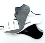 3 PAIRS CALVIN KLEIN Cushioned Grey Black White LOW CUT Trainer Socks 6-11 CK2