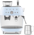 Smeg EGF03PBUK Espresso Coffee Machine with Grinder, 20 Bar Pump, 2.4L, 1650W, P
