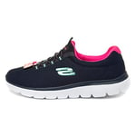 Skechers Femme Summits Sneaker, Navy Hot Rose Multicolor, 37.5 EU