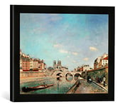 Kunst für Alle 'Image encadrée de Johann Barthold Jong Enfant La Seine et Notre-Dame de Paris, d'art dans Le Cadre de Haute qualité Photos Fait Main, 40 x 30 cm, Noir Mat