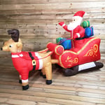 8ft (240cm) LED Outdoor Christmas Inflatables Santa Sleigh & Reindeer Decoration