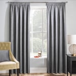 Enhanced Living Matrix Grey Silver Thermal Blockout Tape Top Curtains - 90 x 72 inch (229 x 183cm) - Energy Saving Curtains for Living Room/Bedroom