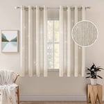 MIULEE 2 Panneaux Rideaux Lin Imitaion Rideau De Fenêtre Semi-Transparents Lisse Élégant Décoration Panneaux Voile De Fenêtre Durable Traitement pour Chambre Salon Balcon 140x175(L X H) Beige