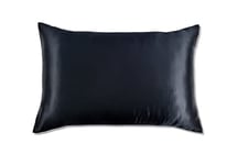 Sleepdown 100% Silk Pillowcase for Hair and Skin Health Naturally Hypoallergenic Smooth - 22 Momme - 50 x 75cm - Black