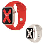 Kit 2x Bracelet En Silicone Lisse Phonecare Pour Apple Watch Series 6 - 44mm - Rouge / Crème