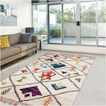 Unamourdetapis - Tapis berbère motifs tribaux Ø160cm blanc rond berbal c