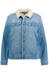 Ulla Popken Veste en Jean avec Doublure en Peluche d'intérieur, Bleu Denim, 52-54 Femme