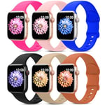 AMSKY 6 Pièces Bracelet en Silicone Compatible avec Bracelet Apple Watch 40mm 44mm 46mm 45mm 42mm 41mm 38mm 49mm Femme Homme, Sport Bracelet Compatible avec iWatch SE Ultra Series 10 9 8 7 6 5 4 3 2 1