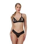 Open Bra Set with Pearls and Lace - L/XL