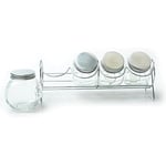 JOCCA Lot de 4 pots à épices en verre transparent et gris