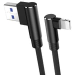 Lightning kabel til iPhone / iPad - Vinklet - 3A - Sort - 3 m