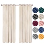 WOLTU Lot de 2 Rideaux Draperies Thermique à Oeillets Rideau Opaque Occultant en Velours Décoration de Fenêtre pour Chambre Beige, 140x245 cm