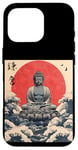 Coque pour iPhone 16 Pro Kamakura Grande statue de Bouddha vintage japonais Art sur bois