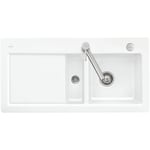 Evier 1 bac et demi avec egouttoir a gauche VILLEROY ET BOCH Subway Pure 60 100 x 51 cm Blanc vidage automatique inclus