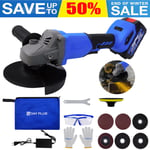Brushless Cordless Angle Grinder Kit Auxiliary Handle Cutting Grinding Battery