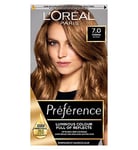 LOral Paris Preference Permanent Hair Dye, Luminous Colour, Blonde 7.0, Luminous Colour