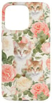 Coque pour iPhone 15 Pro Max Breloque rose pêche et chaton ludique