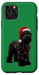 Coque pour iPhone 11 Pro Chapeau de Père Noël Terrier Russe Noir Lumières de Noël Propriétaire Chien