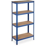 Relaxdays - Etagère charge lourde, 4 niveaux HlP 157 x 80 x 41 cm, 280 kg, capacité maximale, pour garage, cave, bleue