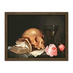 De Heem Vanitas Still-life Skull Book Roses Painting Large Framed Art Print Poster Wall Decor 18x24 in