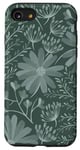 Coque pour iPhone SE (2020) / 7 / 8 Motif floral vert sauge vert foncé