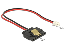 DELOCK – Cable Power 2 pin female to SATA 15 pin receptacle (5 V), metal clip 20 cm (85336)