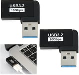 USB 3.1 90 Degrés Angle Adaptateur 10Gbps, Transfert de Données Rapide, Connecteur en L, Rétrocompatible USB 3.0/2.0/1.0, OTG, Compact et Portable, Pack de 2, Doubleur USB.[V1213]