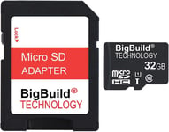 32Go Ultra Rapide Class 10 80Mo/s MicroSD SDHC Carte mémoire pour Tomtom GO 520 Navigator, Adaptateur SD Inclus