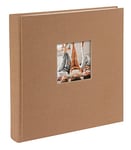 goldbuch Bella Vista Hazelnut 24 819 Photo Album with Window Cut-Out, Memory Album 25 x 25 cm, Photo Album 60 White Pages with Glassine Dividers, Linen Photo Book, Brown Cover