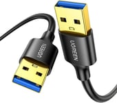 Data Câble Usb 3.0 Type A Mâle Vers Mâle Câble Double Usb Superspeed Pour Disque Dur Boîtier Externe, Dvd, Refroidisseur Pc Portable Et Lecteur Blu Ray (0.5M)[Q898]