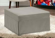 Talamo Italia - Lit pliant Ancilla, Pouf transformable en lit simple, Pouf de salon en tissu, 100% Made in Italy, 80x80h45 cm, Taupe