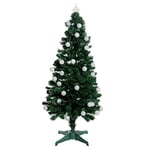 WeRChristmas Pre-Lit Fibre Optic Christmas Tree with LED Ball Lights, 5 ft/1.5 m - Green/White