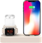 AODUKE 3 in 1 Charging Stand Dock Silicone Compatible with Apple Watch, AirPods Pro/AirPods 2 & 1and iPhone 11/11 Pro/11 Pro Max/Xs/X Max/XR/X / 8/8 Plus (NOT Include Charger) -AJGJZJ001-beige