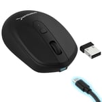 SABRENT Souris sans Fil, Souris Gamer, Rechargeable avec récepteur USB, DPI réglable 800/1200/1600, clic Silencieux muet, Souris d'ordinateur Optique Connexion 2,4 GHz (MS-RCWM)