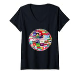 Womens World Map of Flags Globe Atlas Tshirt Flags of the World kid V-Neck T-Shirt