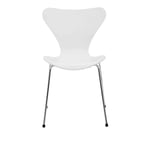 Fritz Hansen - 3107 Sjuan, Lackerad bokfanér, Vit - Ruokapöydän tuolit - Arne Jacobsen - Valkoinen - Metalli/Puu