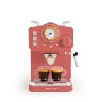 CREATE THERA RETRO/Cafetière Express semi-automatique en terre cuite mate et bois / 20 bars, bras double sortie, réservoir 1,25 l, café moulu et dosettes ESE 55 mm, avec vaporisateur, 1100 W