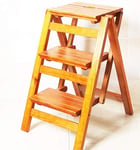 SLRMKK Step stool Wooden 3 Steps Folding 2 With Ladder Stool Indoor Multi-function Climbing Frame Size 42x56x66cm