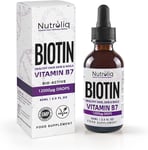 Nutroliq Biotin Liquid Drops - Vegan Vitamin B7 Dietary Supplement for Hair, Nai