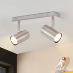 Plafonnier led à 2 lampes GU10 - Projecteur de plafond pivotant 330° en nickel, lampe de plafond intérieure moderne, spots de plafond, applique