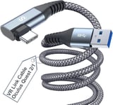 Câble de connexion 3 m, compatible avec les accessoires Quest2 et PC/Steam VR, transfert de données PC haute vitesse, câble USB 3.0 vers USB C pour casque VR et PC de jeu