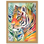 The Hidden Tiger Folk Art Artwork Framed Wall Art Print A4