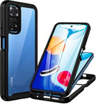 CENHUFO Coque Xiaomi Redmi Note 11 / Note 11S, Antichoc Housse avec Protection écran, 360° Téléphone Etui Double Face Case Transparent Portable Intégrale Coque pour Redmi Note 11/Note 11S 4G -Noir